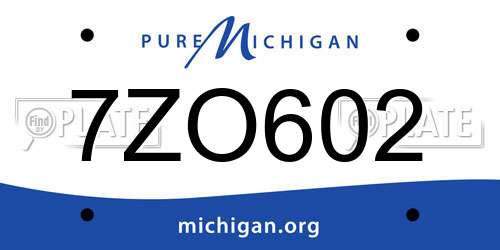 7ZO602 Michigan License Plate