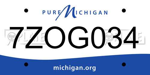 7ZOG034 Michigan License Plate