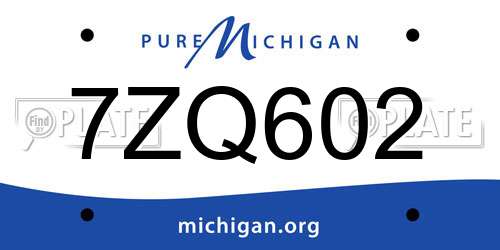 7ZQ602 Michigan License Plate