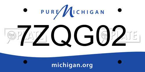 7ZQG02 Michigan License Plate