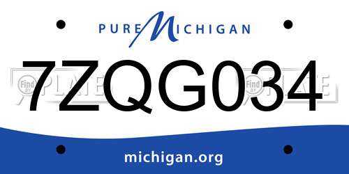 7ZQG034 Michigan License Plate