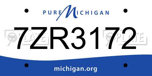 7ZR3172 Michigan License Plate