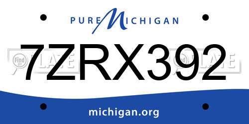 7ZRX392 Michigan License Plate