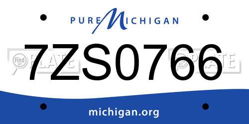 7ZS0766 Michigan License Plate