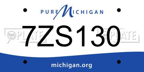 7ZS130 Michigan License Plate