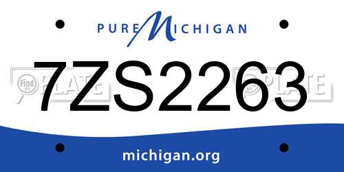 7ZS2263 Michigan License Plate