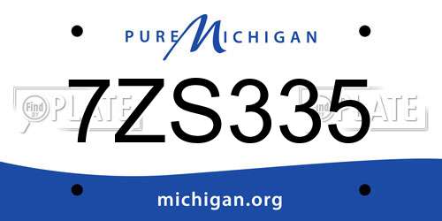 7ZS335 Michigan License Plate