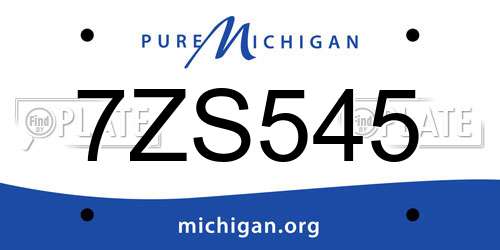 7ZS545 Michigan License Plate