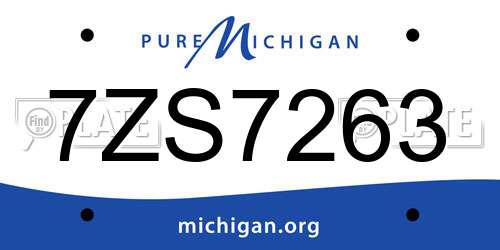 7ZS7263 Michigan License Plate