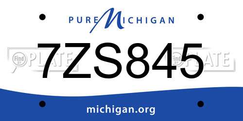 7ZS845 Michigan License Plate