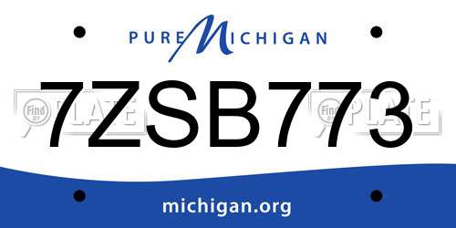 7ZSB773 Michigan License Plate