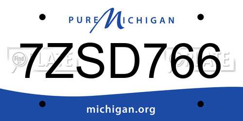 7ZSD766 Michigan License Plate