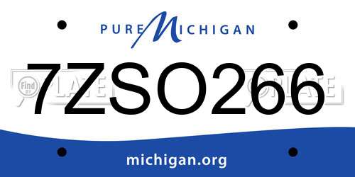 7ZSO266 Michigan License Plate