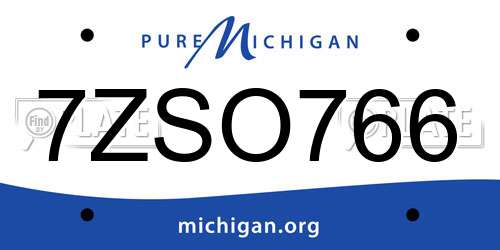 7ZSO766 Michigan License Plate