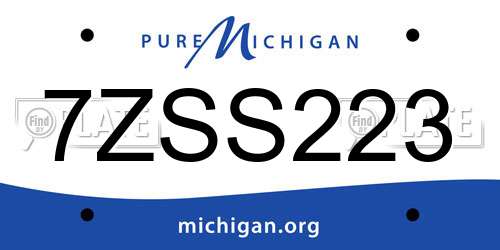 7ZSS223 Michigan License Plate