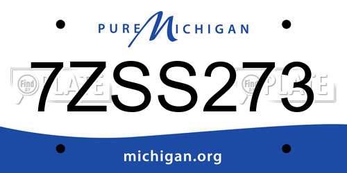 7ZSS273 Michigan License Plate