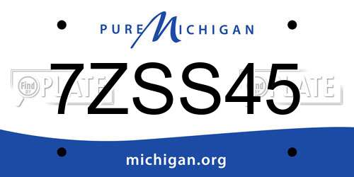 7ZSS45 Michigan License Plate