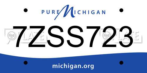 7ZSS723 Michigan License Plate
