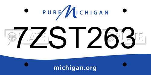 7ZST263 Michigan License Plate