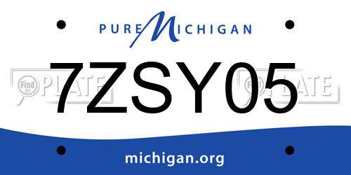 7ZSY05 Michigan License Plate