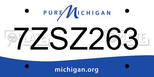7ZSZ263 Michigan License Plate