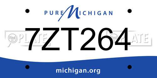 7ZT264 Michigan License Plate