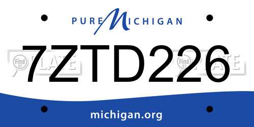 7ZTD226 Michigan License Plate
