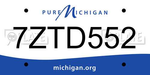 7ZTD552 Michigan License Plate