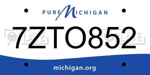 7ZTO852 Michigan License Plate