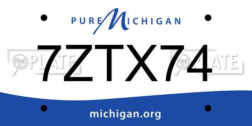 7ZTX74 Michigan License Plate