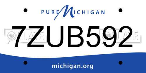 7ZUB592 Michigan License Plate