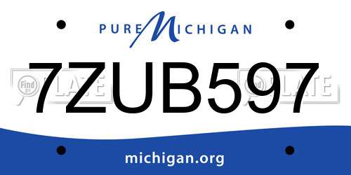 7ZUB597 Michigan License Plate