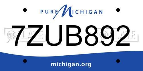 7ZUB892 Michigan License Plate