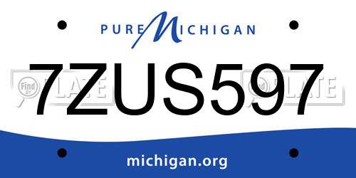 7ZUS597 Michigan License Plate