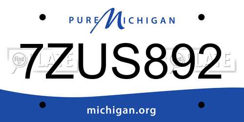 7ZUS892 Michigan License Plate