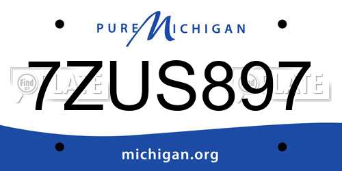 7ZUS897 Michigan License Plate