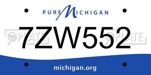 7ZW552 Michigan License Plate