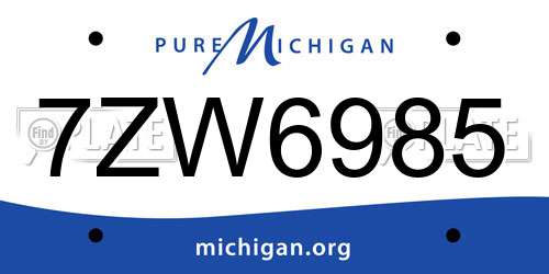 7ZW6985 Michigan License Plate