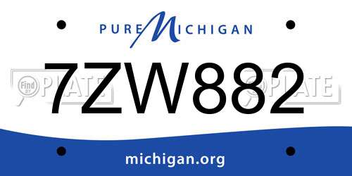 7ZW882 Michigan License Plate