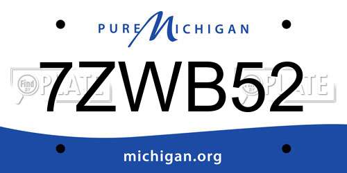 7ZWB52 Michigan License Plate