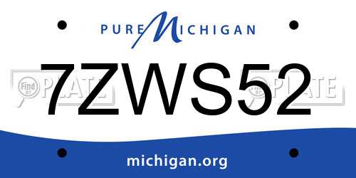 7ZWS52 Michigan License Plate