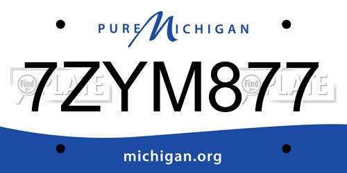 7ZYM877 Michigan License Plate