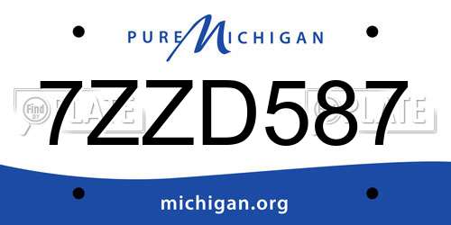 7ZZD587 Michigan License Plate