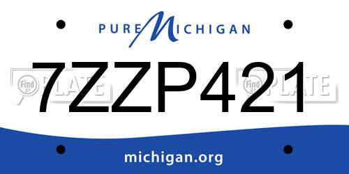 7ZZP421 Michigan License Plate