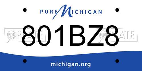 801BZ8 Michigan License Plate