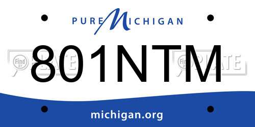 801NTM Michigan License Plate