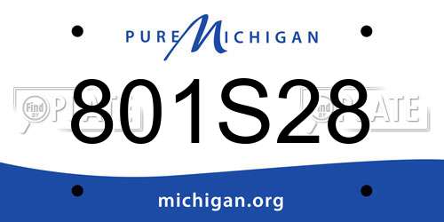 801S28 Michigan License Plate