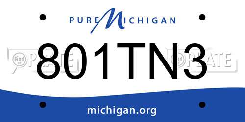 801TN3 Michigan License Plate