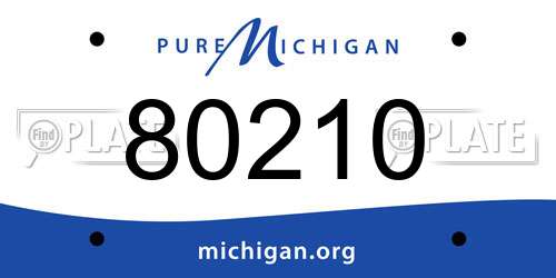 80210 Michigan License Plate