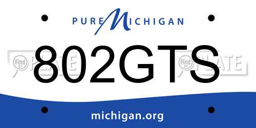 802GTS Michigan License Plate